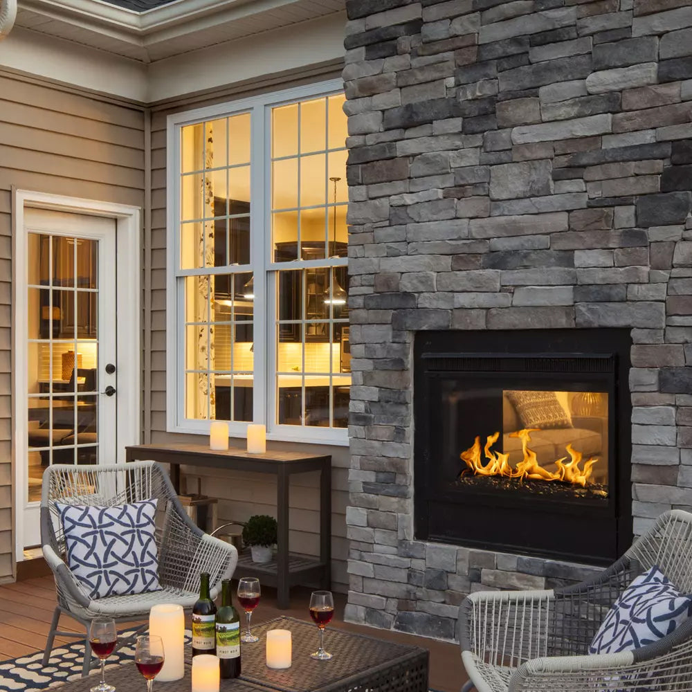 Outdoor Lifestyles Grey Traditional Refractory Panels for Courtyard 36-Inch  Gas Fireplace