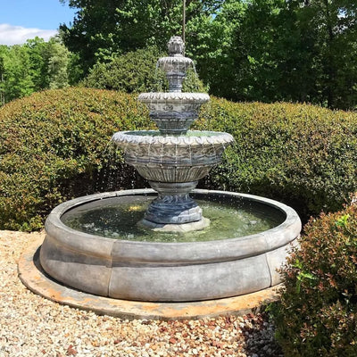 Valencia Spill Tiered Outdoor Fountain in Crested Pool