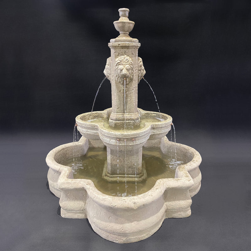 Diamante Lion Fountain with 66" Quatrefoil Basin