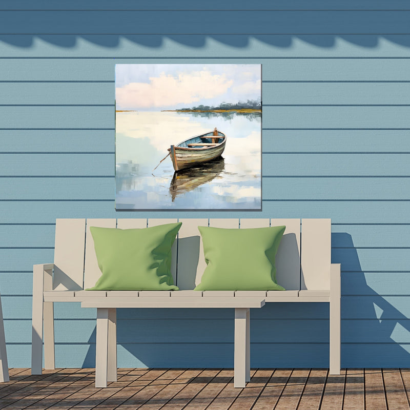 River Rowboat Outdoor Canvas Art