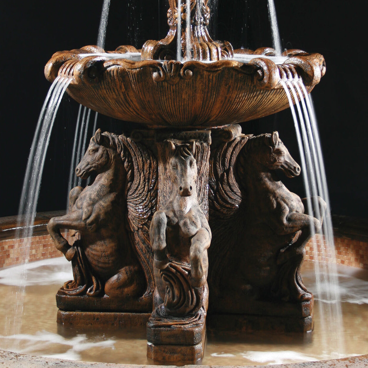 2-Tier Cavalli Fountain with 12 foot Bracci Basin