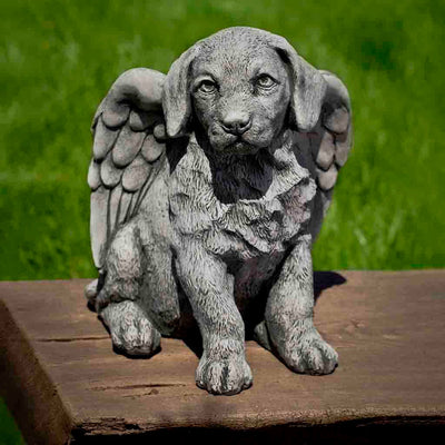 Angel Puppy Cast Stone Garden Statue | Dog Statue