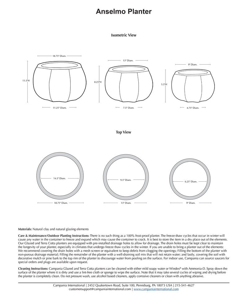 Anselmo Planter  Nested Set of 3  | Vicolo Antico Collection