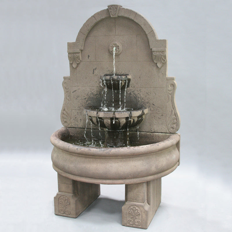 Bavarian Wall Fountain with Plain Basin and Pedestals