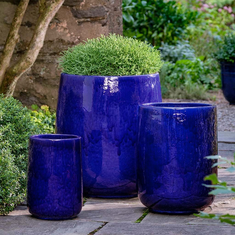 Caixa Planter Nested Set of 3 in Sapphire | Glazed Terra Cotta