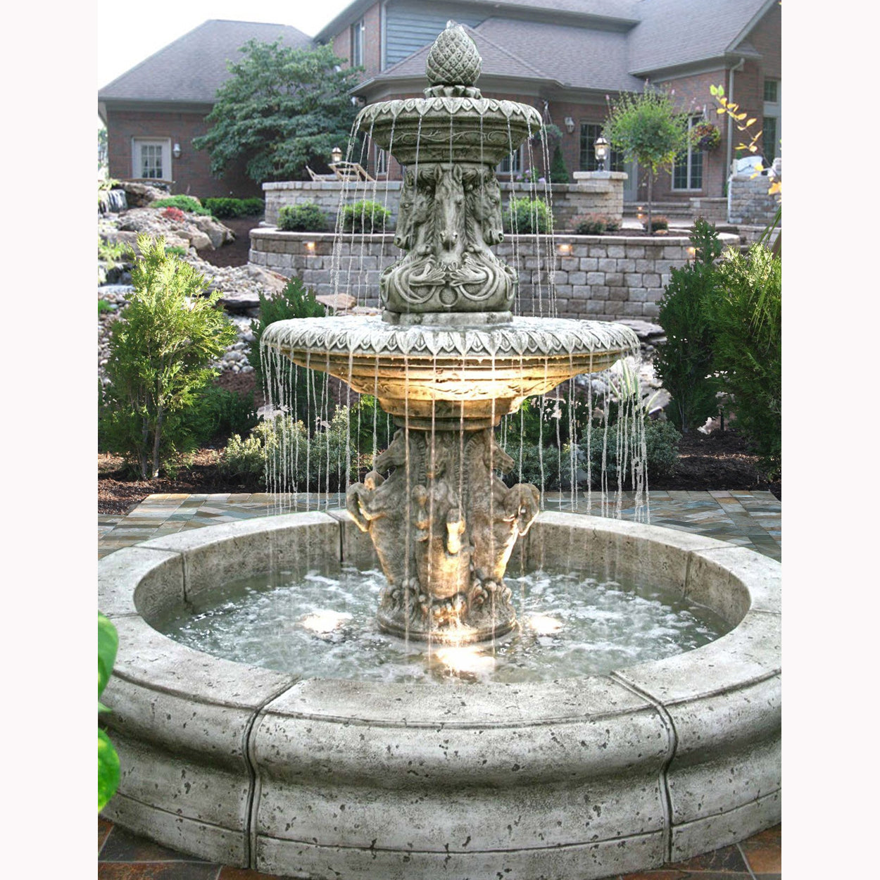 Cavalli Tiered Outdoor Fountain with Fiore Pond