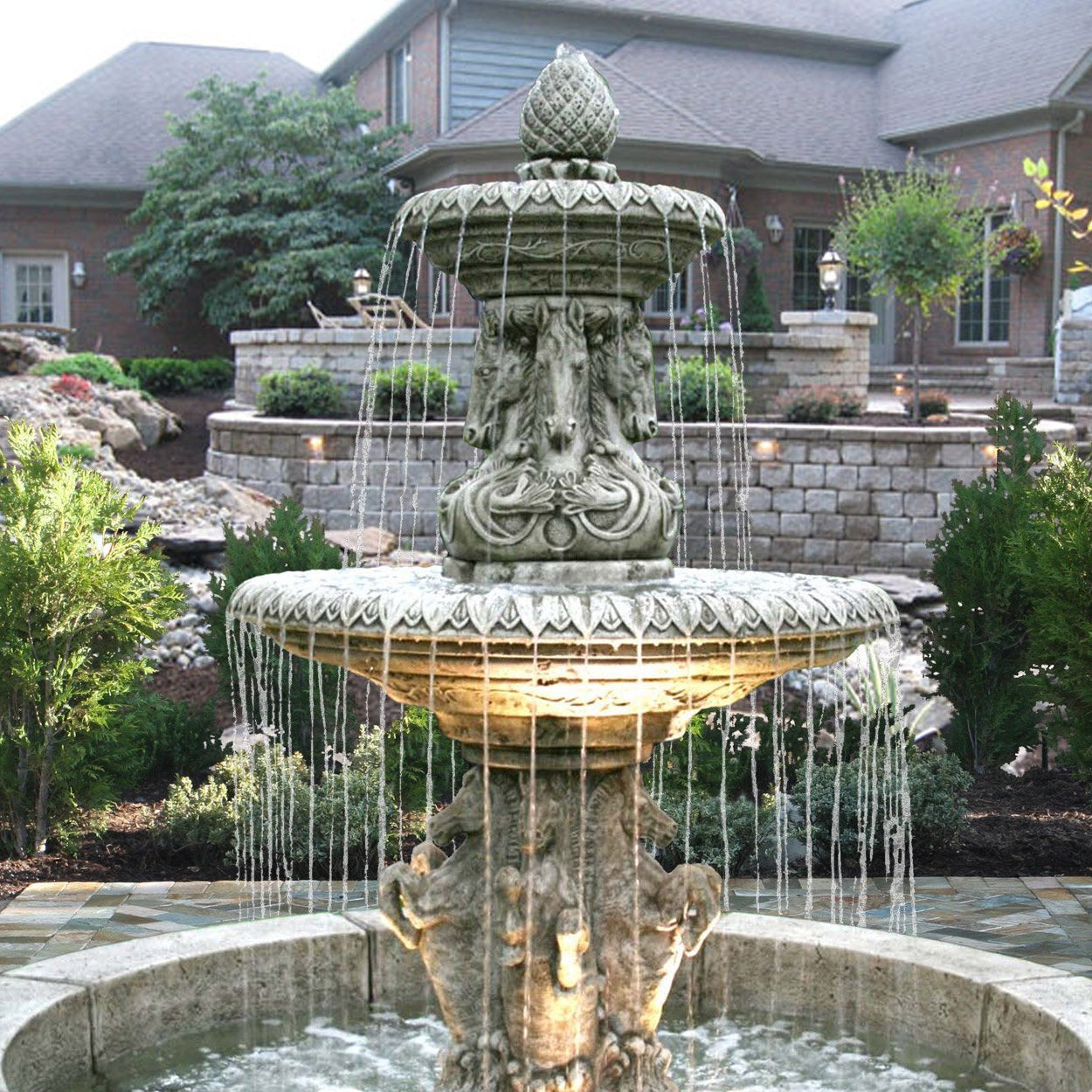 Cavalli Tiered Outdoor Fountain with Fiore Pond