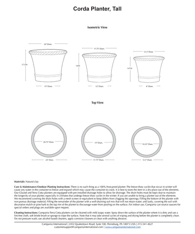 Corda Tall Planter Nested Set of 3 | Glazed & Terra Cotta Collection