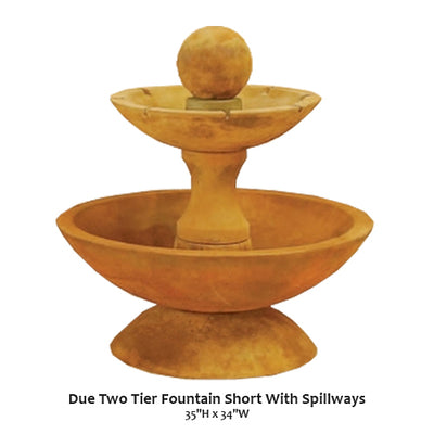 Due Two Tier Fountain Short With Spillways