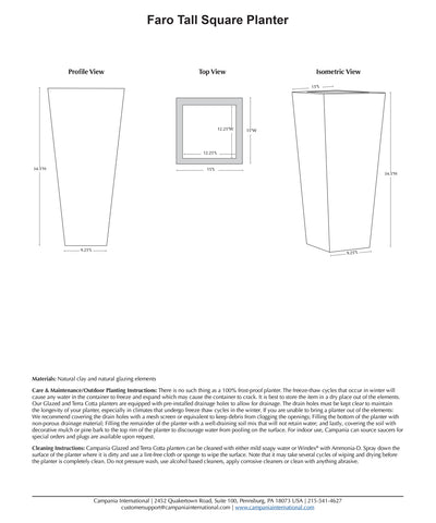 Faro Tall Square Planter