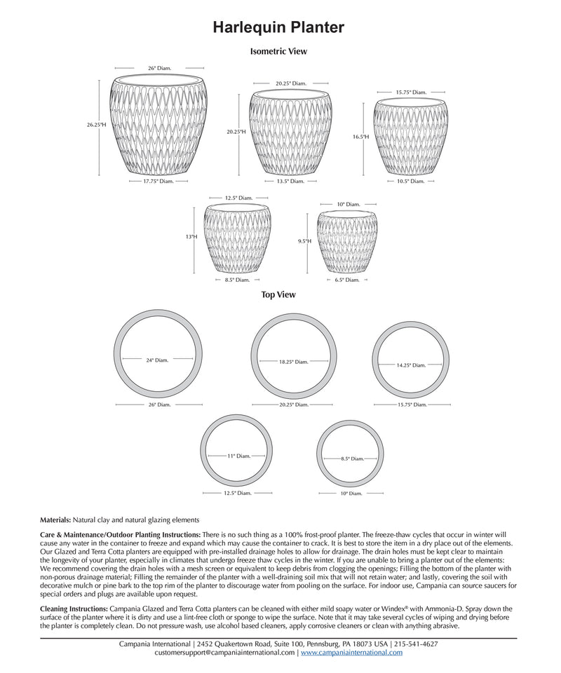 Harlequin Glazed Planter Nested Set of 5