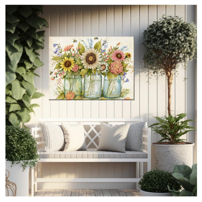 Buzzing Bouquets Outdoor Canvas Art