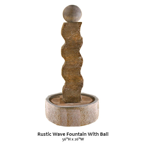 Rustic Wave Fountain With Ball