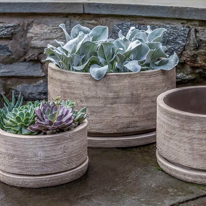 Sgraffito Low Antico Terra Cotta Planter Set of 3