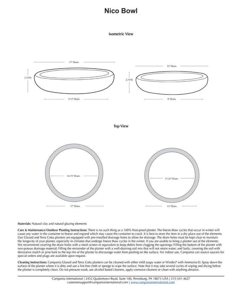 Nico Bowl Planter | Glazed Collection