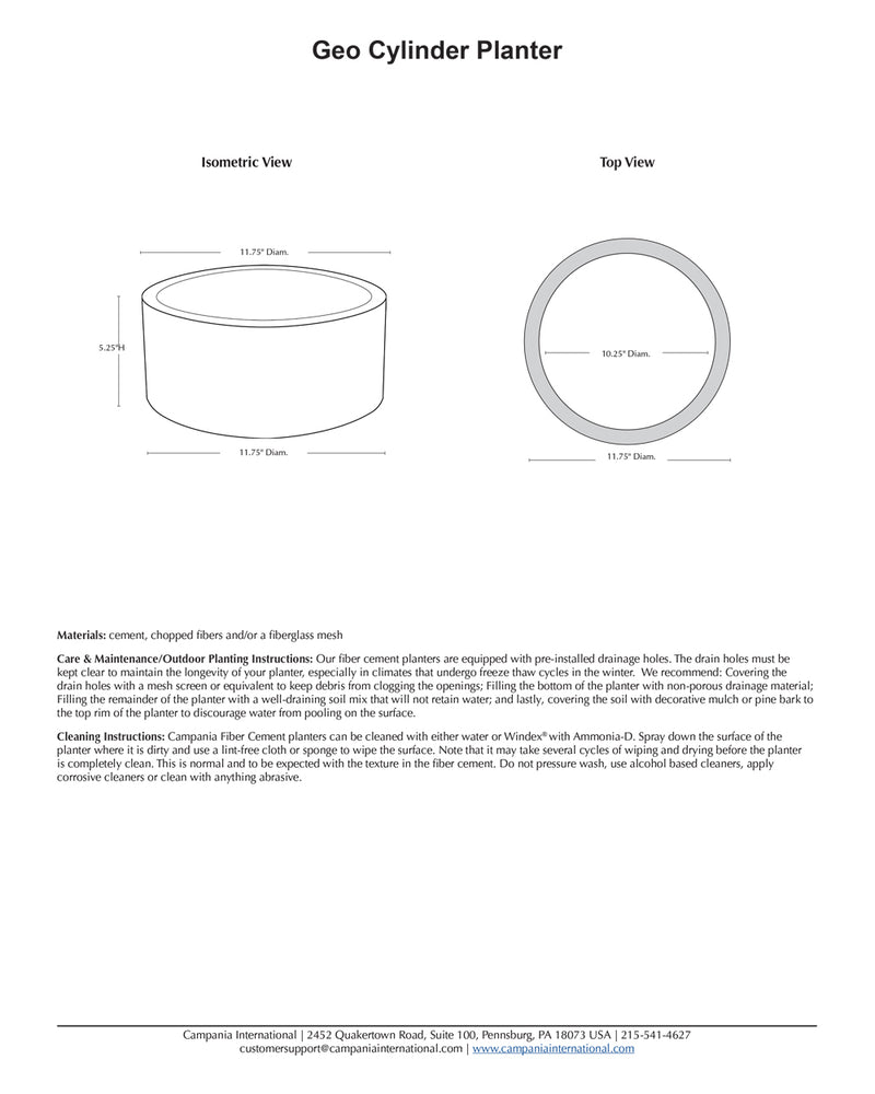 Geo Cylinder Planter Set of 4 | Fiber Cement Collection