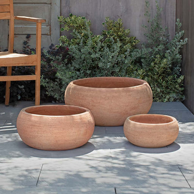 Woodstock Bowl Planter Set of 3 | Glazed & Terra Cotta Collection
