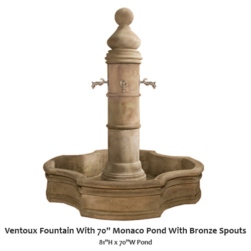 Ventoux Fountain With 70" Monaco Pond