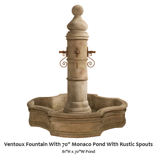 Ventoux Fountain With 70" Monaco Pond