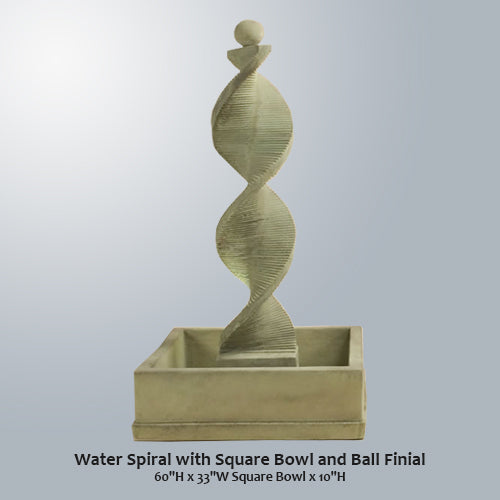 Water Spiral with Square Bowl and Ball Finial