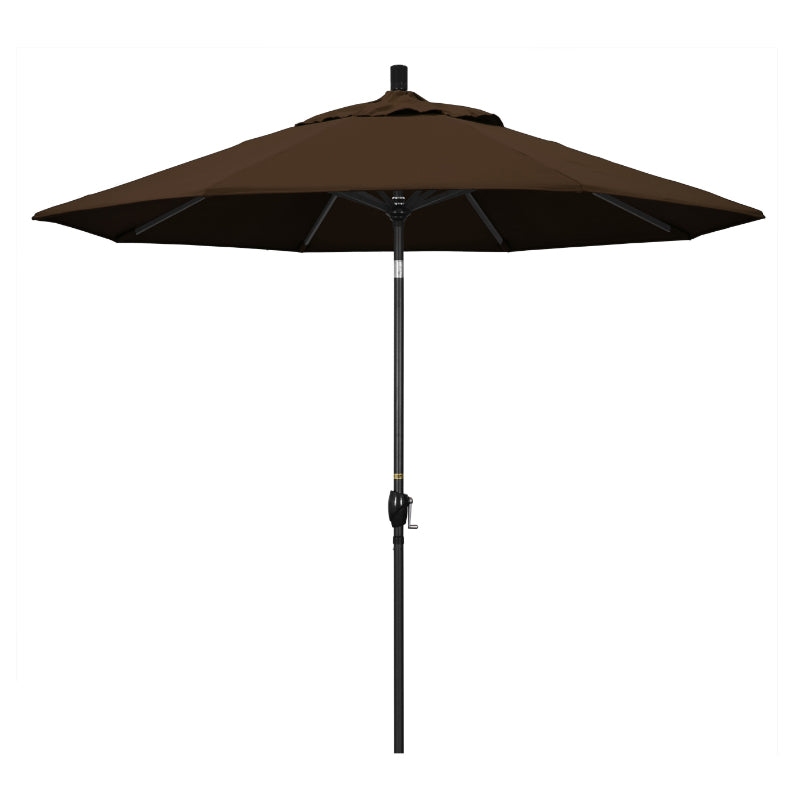 California Umbrella 9' Pacific Trail Series Patio Umbrella With Stone Black Aluminum Pole Aluminum Ribs Push Button Tilt Crank Lift With Pacifica Fabric