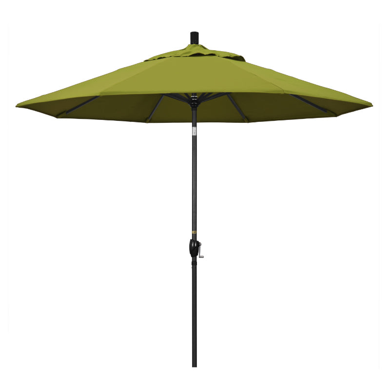 California Umbrella 9' Pacific Trail Series Patio Umbrella With Stone Black Aluminum Pole Aluminum Ribs Push Button Tilt Crank Lift With Pacifica Fabric