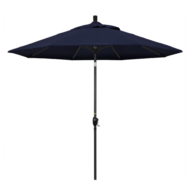 California Umbrella 9' Pacific Trail Series Patio Umbrella With Stone Black Aluminum Pole Aluminum Ribs Push Button Tilt Crank Lift With Pacifica Fabric