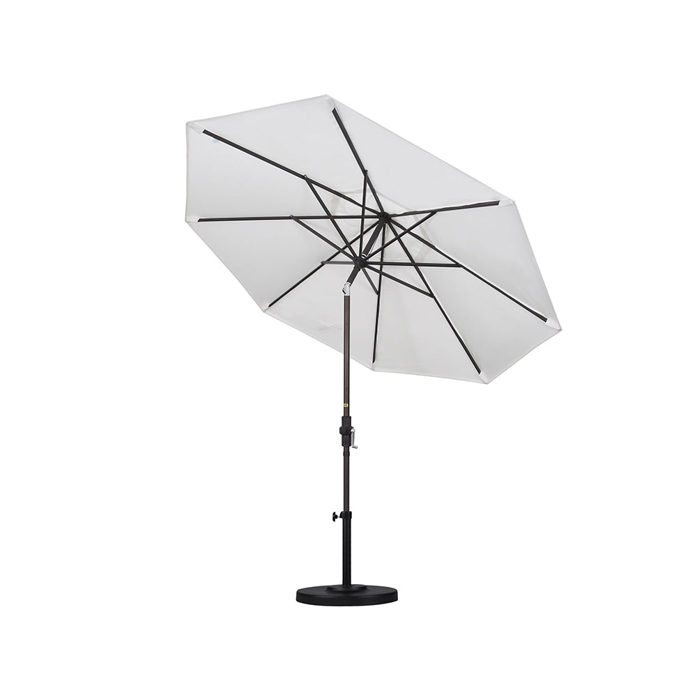 California Umbrella 9' Pacific Trail Series Patio Umbrella With Stone Black Aluminum Pole Aluminum Ribs Push Button Tilt Crank Lift With Pacifica Fabric