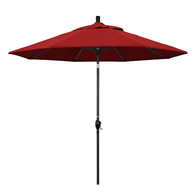 California Umbrella 9' Pacific Trail Series Patio Umbrella With Stone Black Aluminum Pole Aluminum Ribs Push Button Tilt Crank Lift With Pacifica Fabric