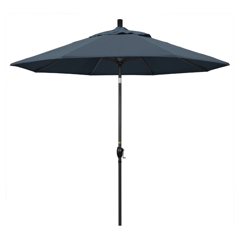 California Umbrella 9' Pacific Trail Series Patio Umbrella With Stone Black Aluminum Pole Aluminum Ribs Push Button Tilt Crank Lift With Pacifica Fabric