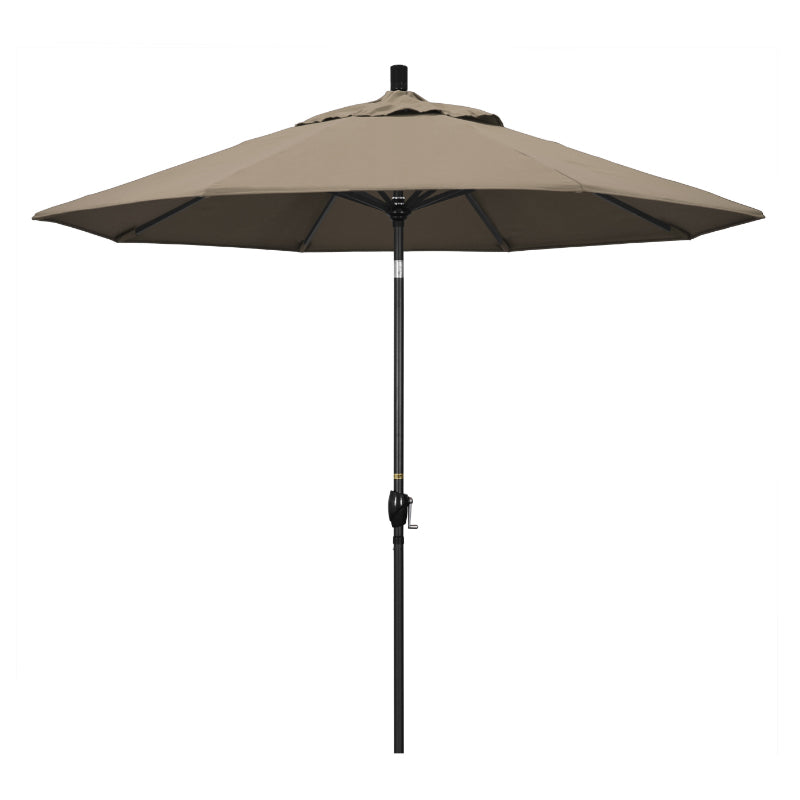 California Umbrella 9' Pacific Trail Series Patio Umbrella With Stone Black Aluminum Pole Aluminum Ribs Push Button Tilt Crank Lift With Pacifica Fabric