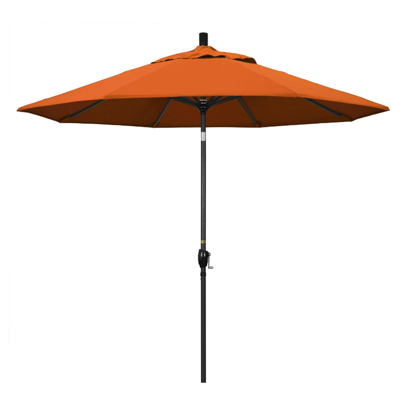 California Umbrella 9' Pacific Trail Series Patio Umbrella With Stone Black Aluminum Pole Aluminum Ribs Push Button Tilt Crank Lift With Pacifica Fabric