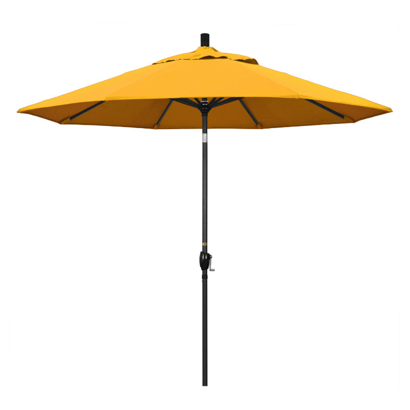 California Umbrella 9' Pacific Trail Series Patio Umbrella With Stone Black Aluminum Pole Aluminum Ribs Push Button Tilt Crank Lift With Pacifica Fabric